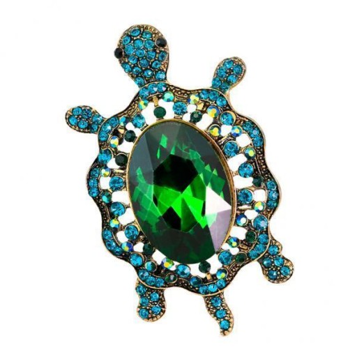 3xTortoise Kryałowa Broszka Żółw Rhinestone