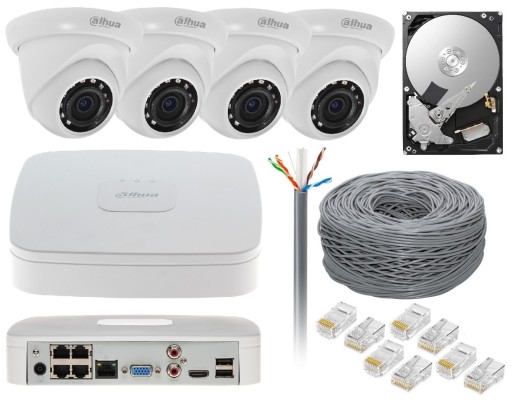 ZESTAW DO MONITORINGU IP DAHUA 4 KAMERY PoE 4MPX