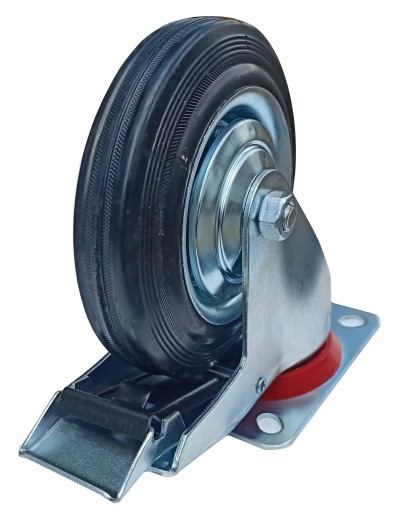 Koło kółko do wózka obrotowe z hamulcem 160mm metal z gumą