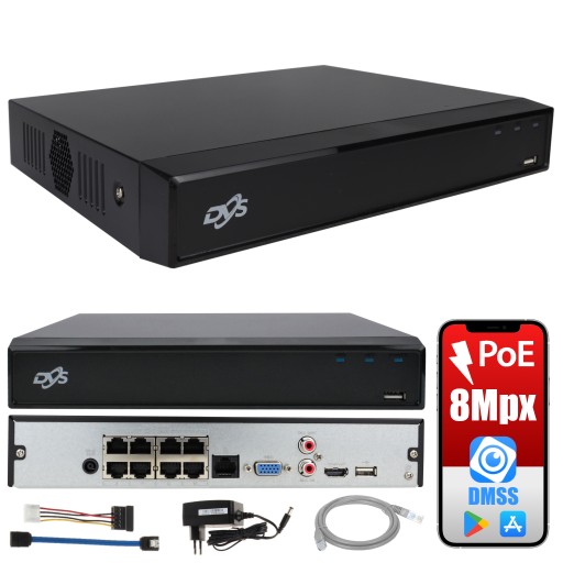 Rejestrator monitoringu IP do 8Mpx ONVIF DVS z POE