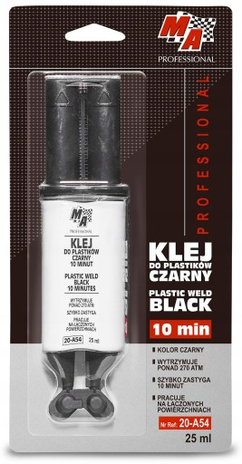 MA PROFESSIONAL - KLEJ DO PLASTIKÓW 10 MINUT CZARNY - STRZYKAWKA 25ML