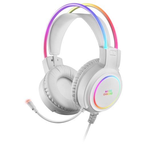 Słuchawki z Mikrofonem Gaming Mars Gaming MHRGB RGB HEADBAND FULL Białe