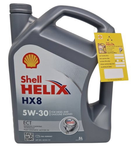 SHELL HELIX HX8 ECT 5L + ZAWIESZKA SHELL GRATIS