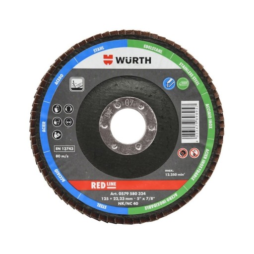 WURTH TARCZA LAMELKOWA LISTKOWA DO STALI I STALI NIERDZEWNEJ 125mm G 80