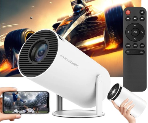 Mini Projektor Rzutnik Domowy HD Ready Android TV, USB, HDMI, WI-FI, BT 5.0