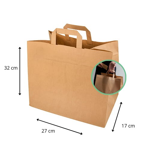 Torby papierowe z uchwytem | eko torby z papieru | 32x17x27 cm 50 szt.