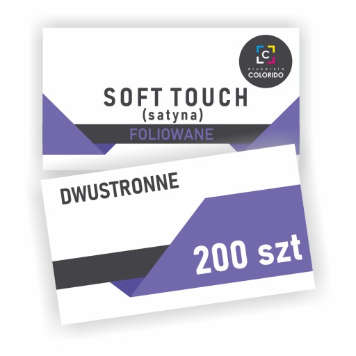 Wizytówki 200 szt DWUSTRONNE folia soft touch laminowane wydruk druk