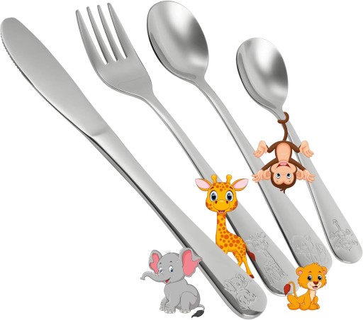 Sztućce dla dzieci zestaw sztućców Fackelmann Nirosta Safari 4 szt. metal