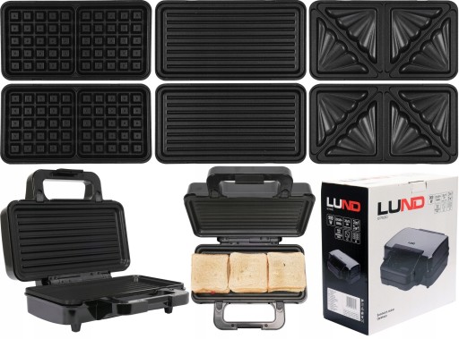 GOFROWNICA 3w1 GRILL OPIEKACZ TOSTER KANAPEK OPIEKACZ 900W 3 PŁYTY GRILLOWE