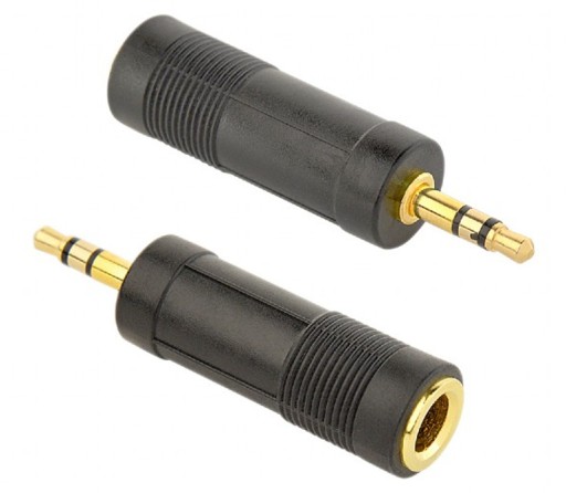 Adapter przejściówka Jack 6,3mm gniazdo na miniJack 3,5mm wtyk stereo GOLD