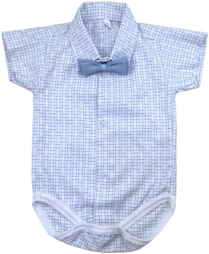 KOSZULOBODY + MUCHA w niebieską kratkę 62 cm +2m