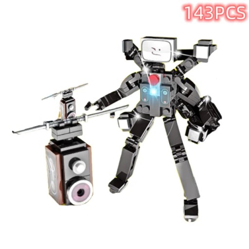 Skibidi Toilet Surveillance Man TV Compatible Building Blocks Mini Model