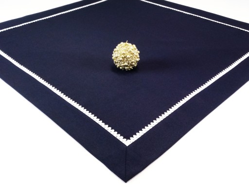 Serweta - GRANATOWA+BIAŁA KORONKA, bieżnikna stół kwadrat 60x60