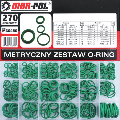 ORINGI ZESTAW ORINGÓW 270 EL. ORING OLEJOODPORNE