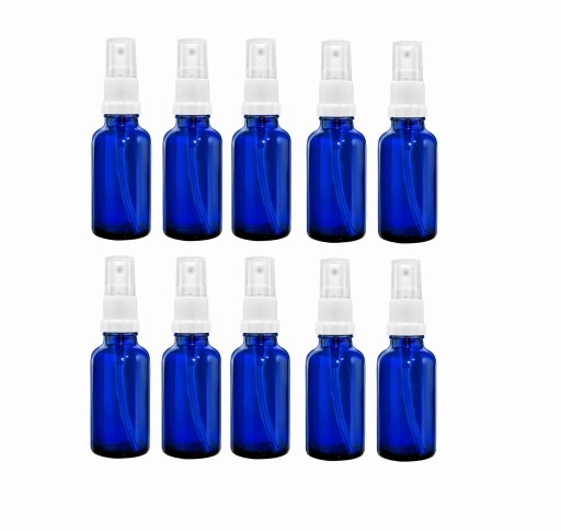 BUTELKA SZKLANA NIEBIESKA 30ML Z ATOMIZEREM BI x10