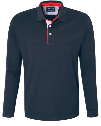 LONGSLEEVE męski koszulka z kołnierzykiem bawełniana GOTI granatowa XL