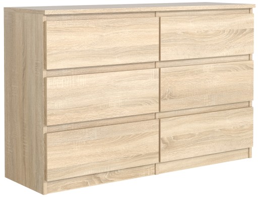 NOWOCZESNA KOMODA 6SZUFLAD 120CM SZAFKA DĄB SONOMA