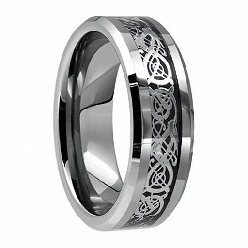 PIERŚCIEŃ SYGNET STAL CELTIC DRAGON SREBRNY R22