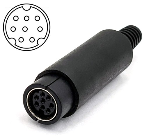 Gniazdo mini din Mini-Din 8pin lutowany na przewód 3 rzędy