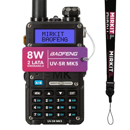 Krótkofalówka Baofeng UV-5R MK5 8W+Markowy pasek na szyję Mirkit