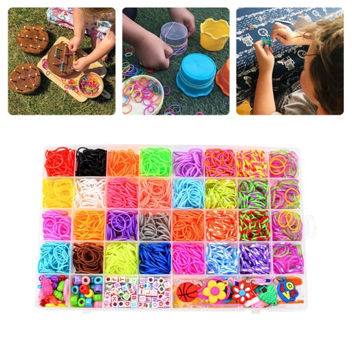 Kids Loom Bracelet Making Kit Colors Rubber Bands with Storage Organiser