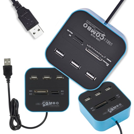 HUB USB 2.0 COMBO z czytnikiem kart MS/M2/SD/TF