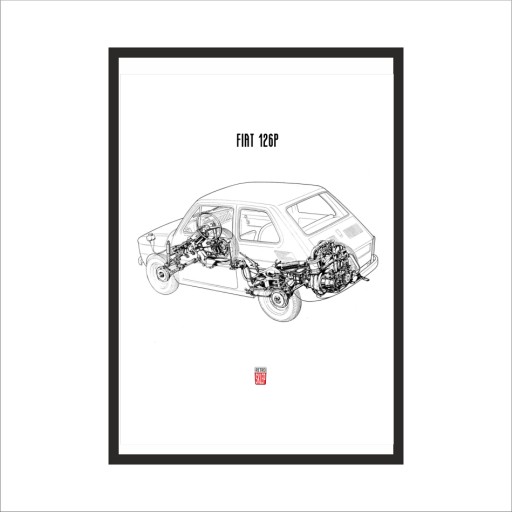 Obraz na ścianę SZKIC 126p FIAT WHITE ramka