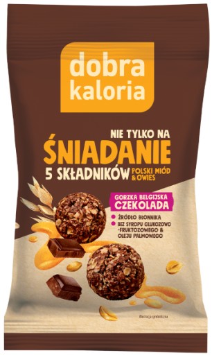 PRZEKĄSKA Dobra Kaloria Kulki GORZKA BELGIJSKA CZEKOLADA 40 g | ŚNIADANIOWE