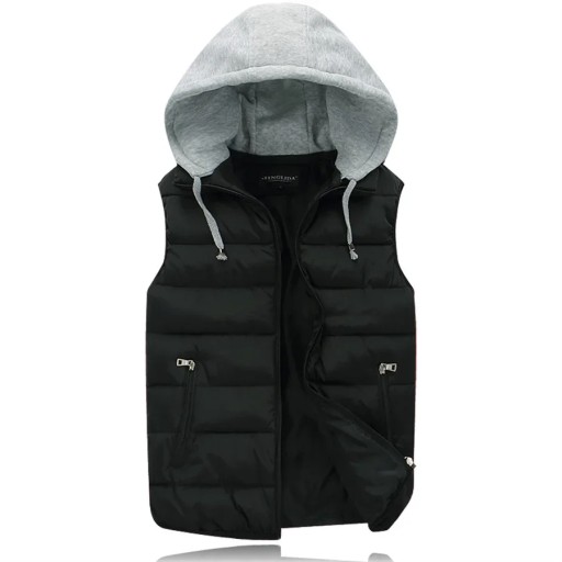 Men's Padded Vest Autumn Winter Hooded Jackets Out
