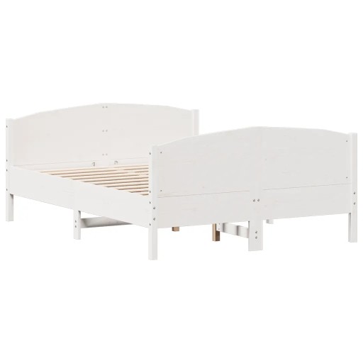 vidaXL Rama łóżka z wezgłowiem, biała, 120x190 cm, lite drewno sosnowe