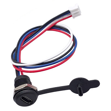 Gniazdo USB C tablicowe panelowe czarne PH2.0 4pin