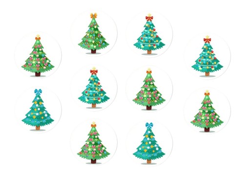 NAKLEJKI WESOŁYCH ŚWIĄT CHRISTMAS CHOINKI 10szt