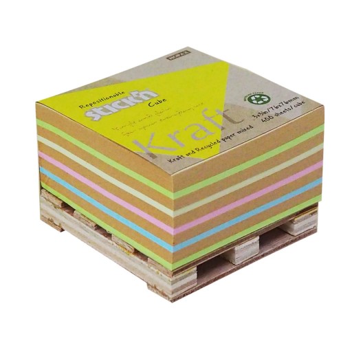 Notes Kostka KRAFT 76x76mm 5 kolorów 400 kartek STICK'N