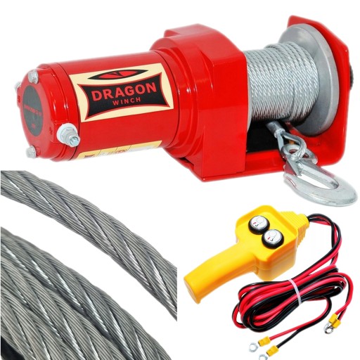 PREMIUM Wyciągarka Elektryczna 907kg 2000lbs 0,9 LINA Stalowa DRAGON WINCH