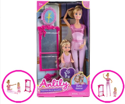 LALKA ANLILY 30CM BALERINA Z DZIECKIEM I AKCESORIA