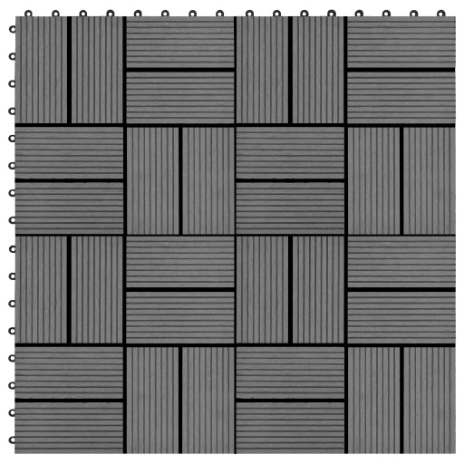 Płytki tarasowe, 22 szt., 30 x 30 cm, 2 m², WPC, szare