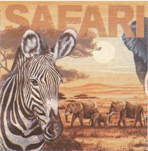 Serwetka decoupage 41Z Afryka Safari zebra 1 sztuka