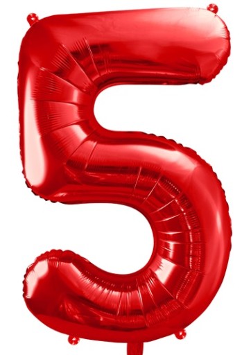 Balon foliowy Cyfra ''5'', 86cm, czerwony