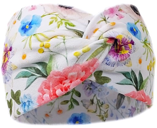 OPASKA NIEMOWLĘCA NA GŁOWĘ USZY DLA DZIEWCZYNKI 42-46cm FIELD FLOWERS