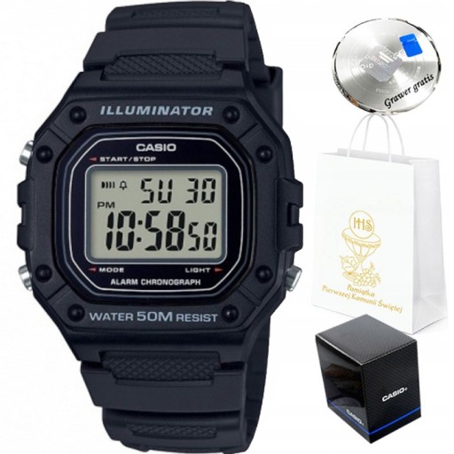 Zegarek męski Casio prezent NA KOMUNIĘ dla chłopca SPORTOWY z grawerem +BOX