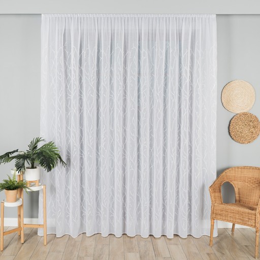 Firanka Gotowa Haftowana do Pokoju Salonu z Taśmą Batyst RAMITAS 500x240