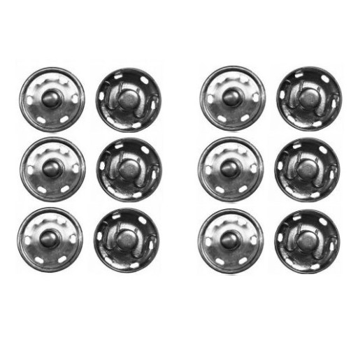 Zatrzaski 8mm srebrne 6 sztuk