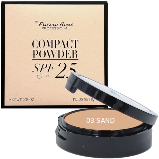 PIERRE RENE PUDER DO TWARZY MATUJĄCY COMPACT SPF25 03 sand