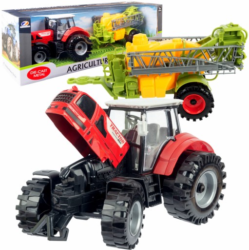 Duży traktor z przyczepą ciągnik z ładowarką czołową NAPĘD ruchome elementy
