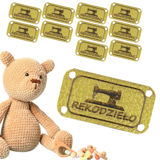 10X HANDMADE SKÓRZANE NASZYWKI METKI RĘKODZIEŁO
