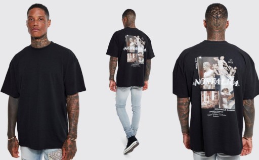 2B1B58 P27 BOOHOOMAN CZARNY T-SHIRT Z NADRUKIEM L