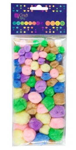Pompony Akrylowe mix, 78 sztuk
