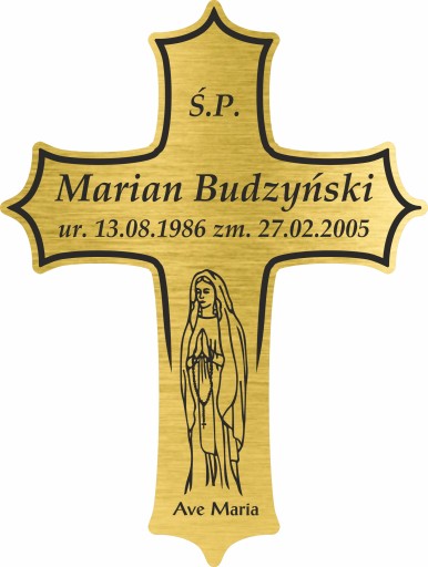 Tablica Nagrobna z Laminatu Krzyż 20X26 cm Złota
