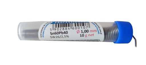 Spoiwo lutownicze; Cyna; 1,0mm; fiolka 16g; ołowiowe; Sn60Pb40; Cynel;