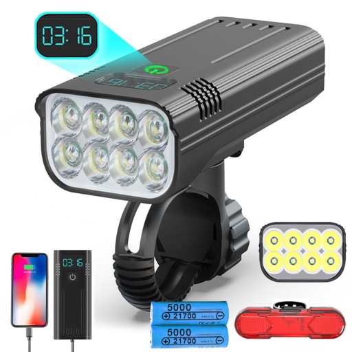 MOCNA LED 10000mAh LAMPKA ROWEROWA ZESTAW PRZÓD